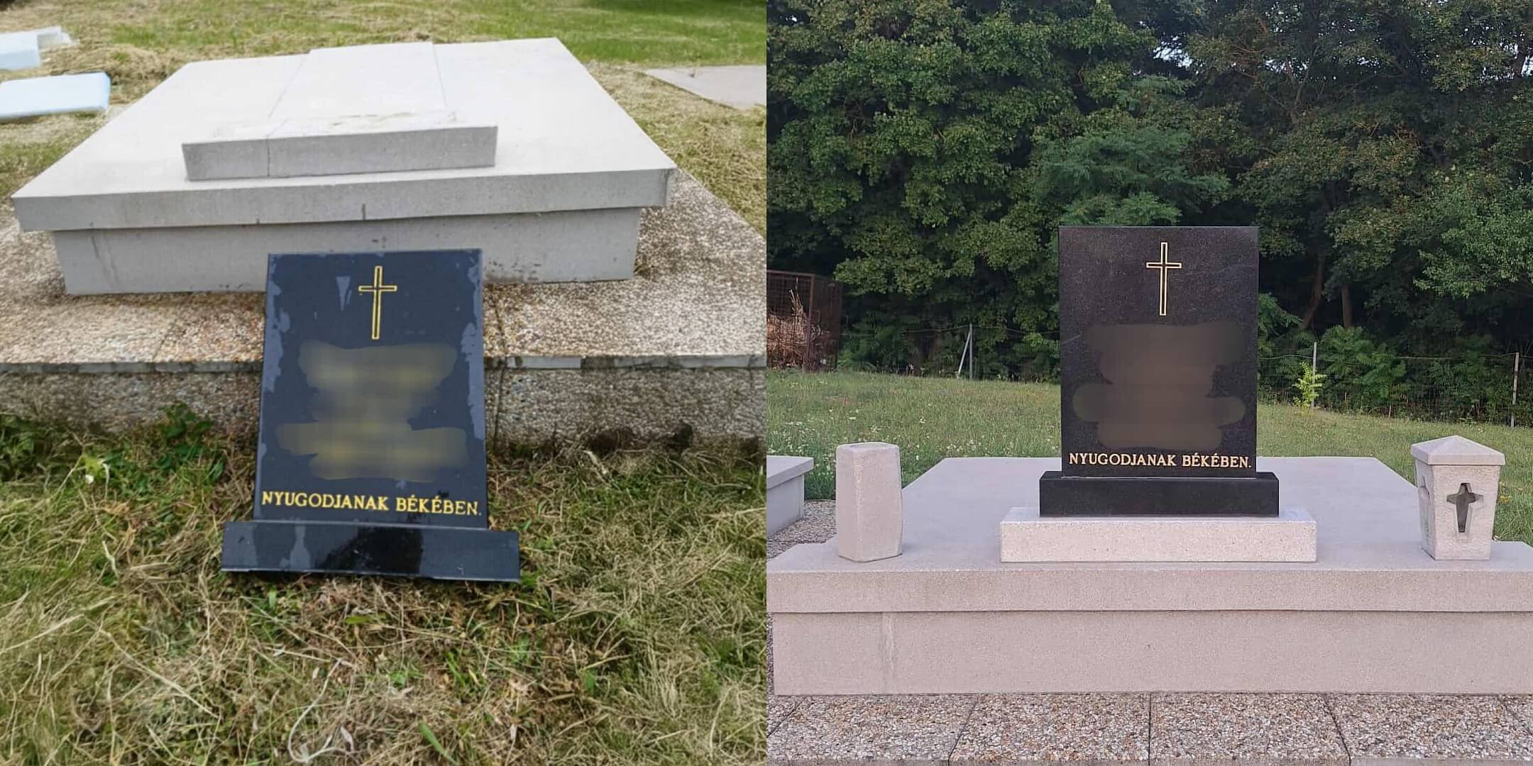 Sír fejkő visszaállítás és betűfestés